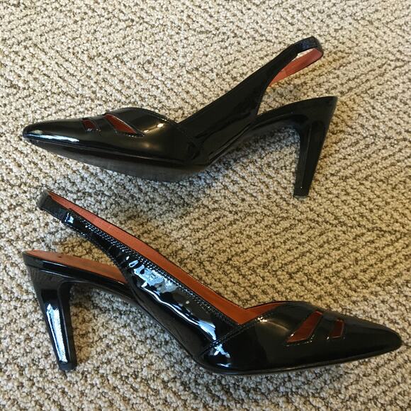 Via Spiga Black Patent Leather Gable Slingback Heels - 8M - Picture 4 of 8